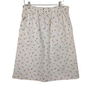 RARE Vintage 40s 50s Sweet Orr A Line Skirt White Sprinkles Retro Pockets Medium
